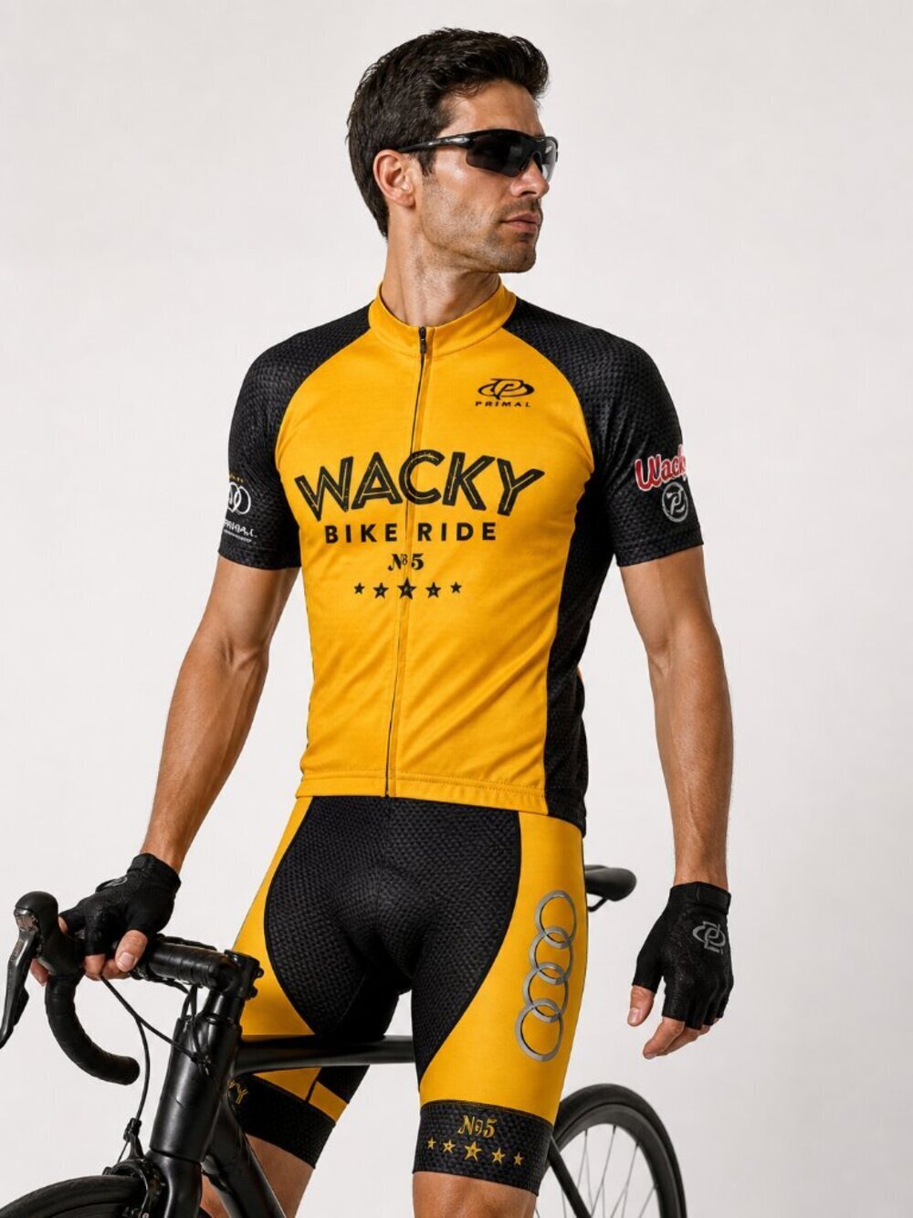 PRIMAL Cycling Kit Short Sleeve Racecut Jersey Shirt and Bib Shorts L/XL